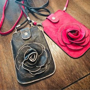 Crossbody Red and Black rose bags.